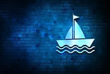 Sailboat icon abstract blue background illustration design