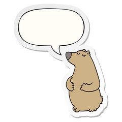 cartoon bear and speech bubble sticker