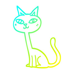 cold gradient line drawing cartoon cat