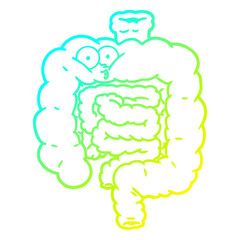 cold gradient line drawing cartoon surprised intestines