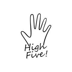 Obraz premium High five! Open palm outline vector illustration