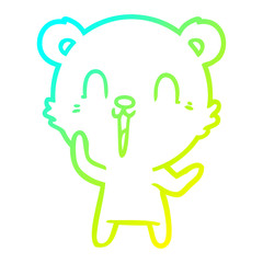 cold gradient line drawing happy cartoon bear