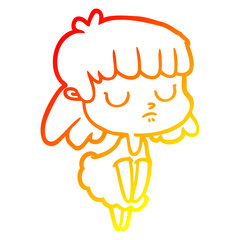warm gradient line drawing cartoon indifferent woman