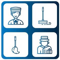 Set of housekeeping icons such as Bellboy, Mop , housekeeping