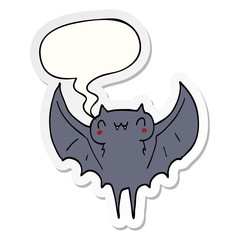 cartoon bat and speech bubble sticker