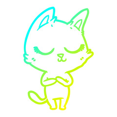 cold gradient line drawing calm cartoon cat