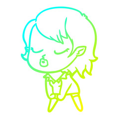 cold gradient line drawing cute cartoon vampire girl