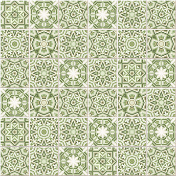 Portuguese floor tiles design, seamless azulejo pattern