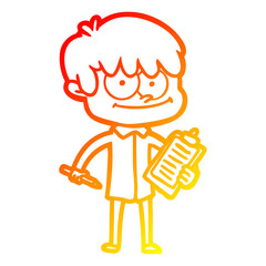 warm gradient line drawing happy cartoon man