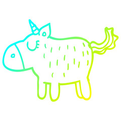 cold gradient line drawing cartoon cute unicorn