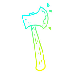 cold gradient line drawing cartoon axe
