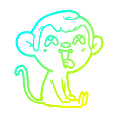 cold gradient line drawing crazy cartoon monkey