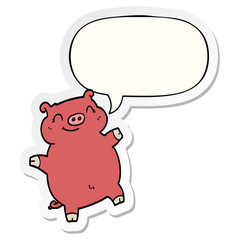 cartoon pig and speech bubble sticker