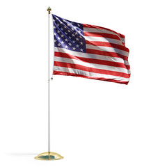 USA flag on the white background, isolated with clipping path. 