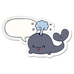 cartoon whale and speech bubble sticker