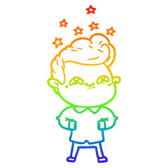 rainbow gradient line drawing cartoon excited man