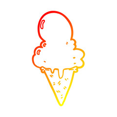 warm gradient line drawing cartoon ice cream