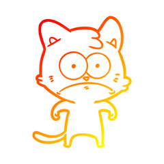 warm gradient line drawing cartoon nervous cat