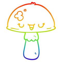 rainbow gradient line drawing cartoon mushroom