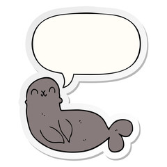 cartoon seal and speech bubble sticker
