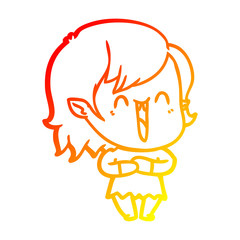 warm gradient line drawing cute cartoon happy vampire girl