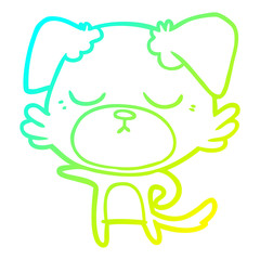 Fototapeta premium cold gradient line drawing cute cartoon dog