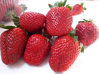 fresh strawberries on white background