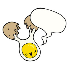 cartoon cracked egg and speech bubble