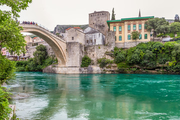 Fototapeta na wymiar View of the Old Bridge in Mostar, Bosnia and Herzegovina