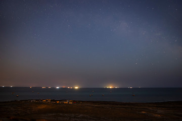Night sky over the fishing village