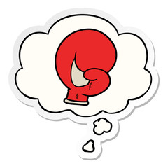 boxing glove cartoon  and thought bubble as a printed sticker