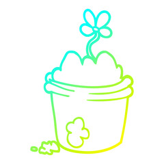 cold gradient line drawing cartoon flower pot