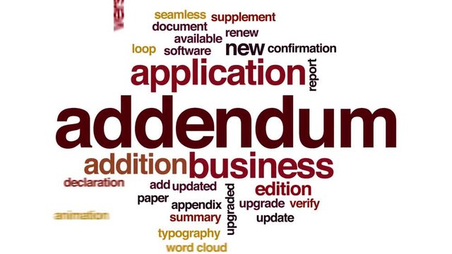 Addendum animated word cloud. Kinetic typography.