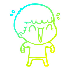 cold gradient line drawing laughing cartoon man