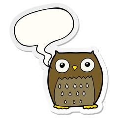 cartoon owl and speech bubble sticker