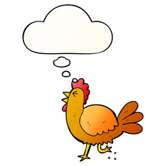 cartoon rooster and thought bubble in smooth gradient style