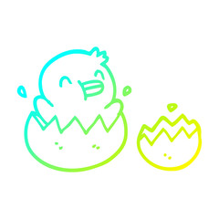 cold gradient line drawing cute cartoon chick