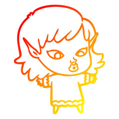 warm gradient line drawing pretty cartoon elf girl