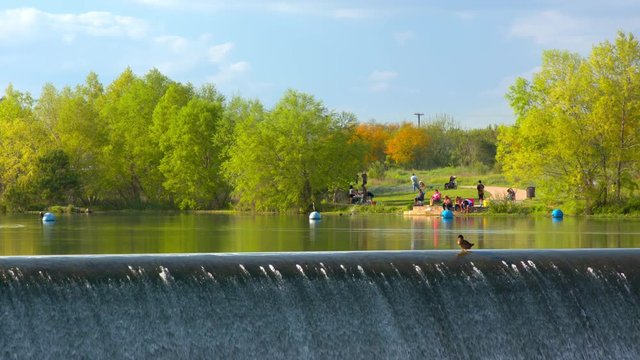 San Antonio TX Recreational Activities on the River at Espada Dam in Missions National Historical Park on a Sunny Day in a Texas Nature Setting