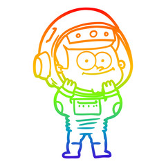 rainbow gradient line drawing happy astronaut cartoon