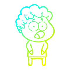 cold gradient line drawing cartoon shocked man
