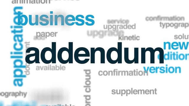 Addendum animated word cloud. Kinetic typography.