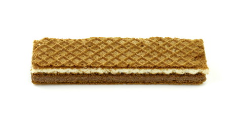 stacked chocolate wafers isolated on a white background