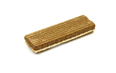 stacked chocolate wafers isolated on a white background