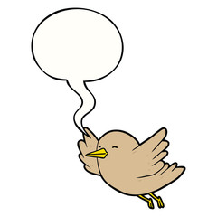 cartoon bird flying and speech bubble