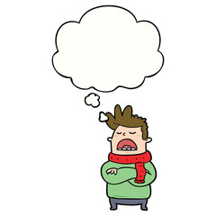 cartoon obnoxious man and thought bubble