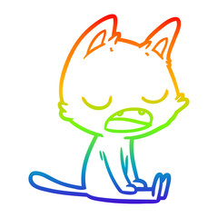 rainbow gradient line drawing talking cat cartoon