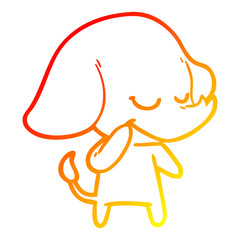 warm gradient line drawing cartoon smiling elephant
