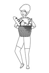 Woman cartoon having picnic design