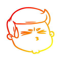 warm gradient line drawing cartoon male face